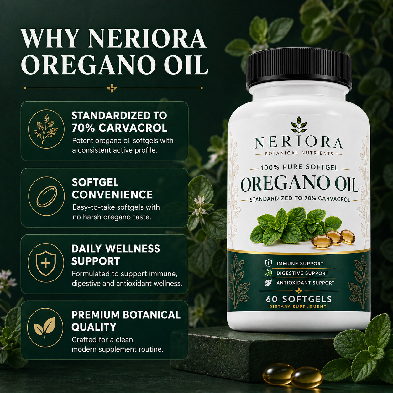 70% Carvacrol Oregano Oil Softgels